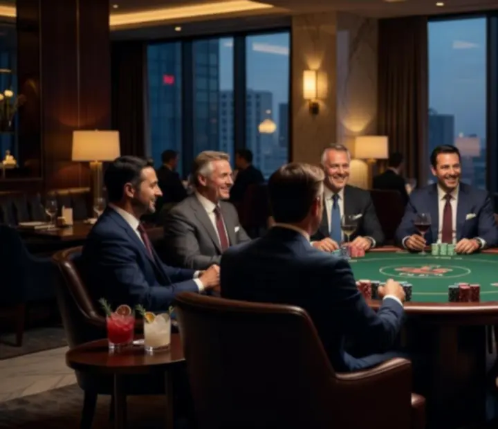 Guests enjoying a friendly, entertainment-only poker night at CharredAndShuffled lounge.