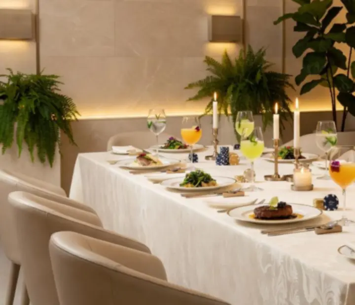 Private dining event with guests enjoying Australian cuisine in an elegant poker lounge setting